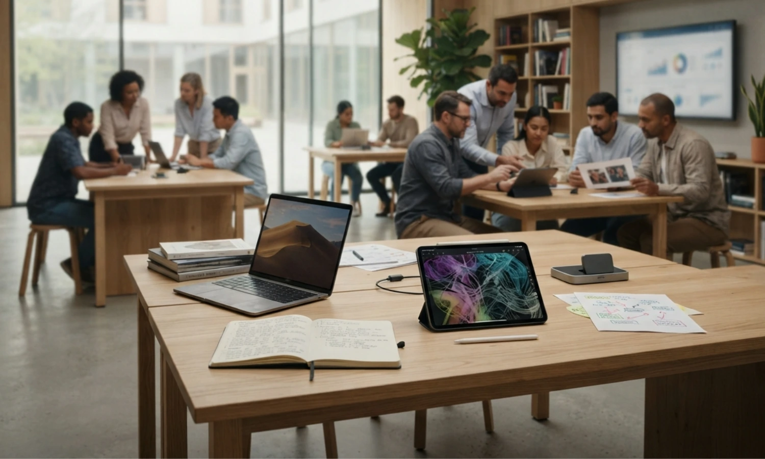 Modern university workspace symbolising digital competence, innovation and technology-enhanced teaching in higher education.
