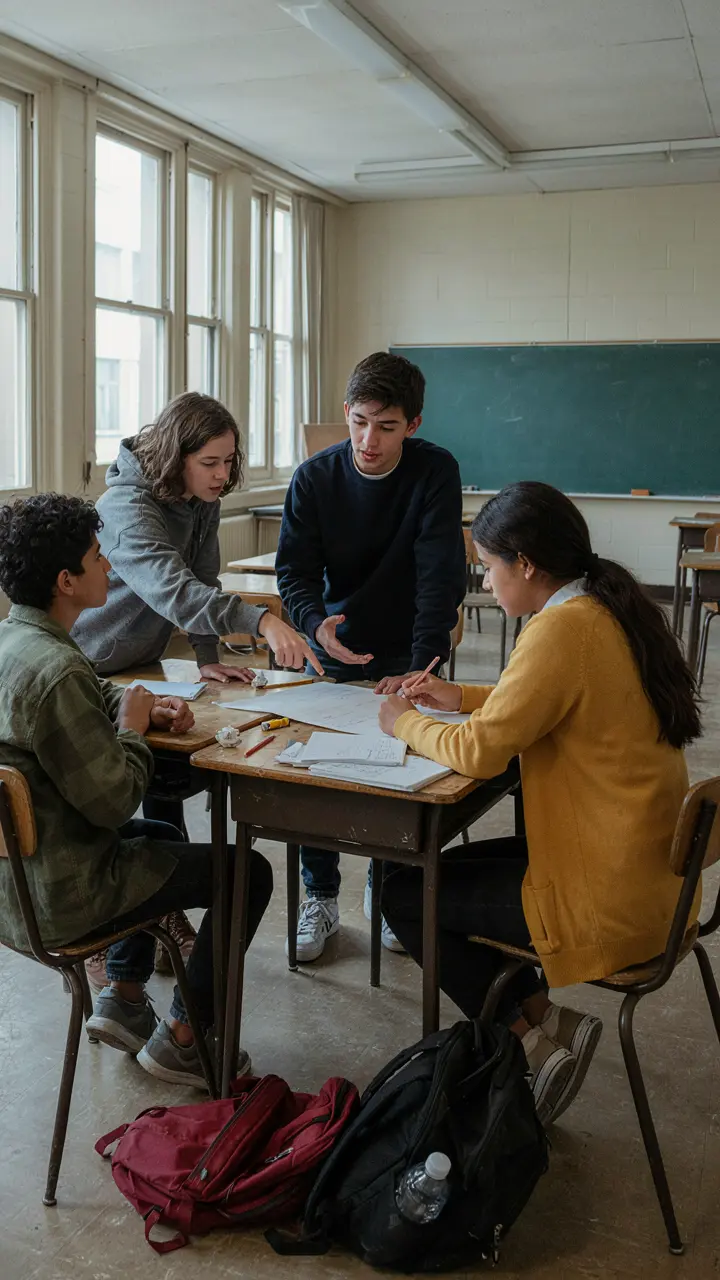 Students in a secondary school classroom